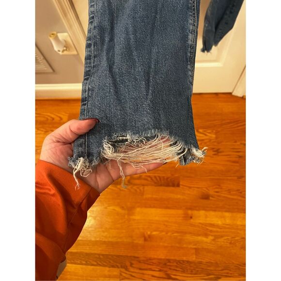 American Eagle Distressed Mom Jeans sz 16 Long Tall Inseam 32” EUC - Picture 4 of 9